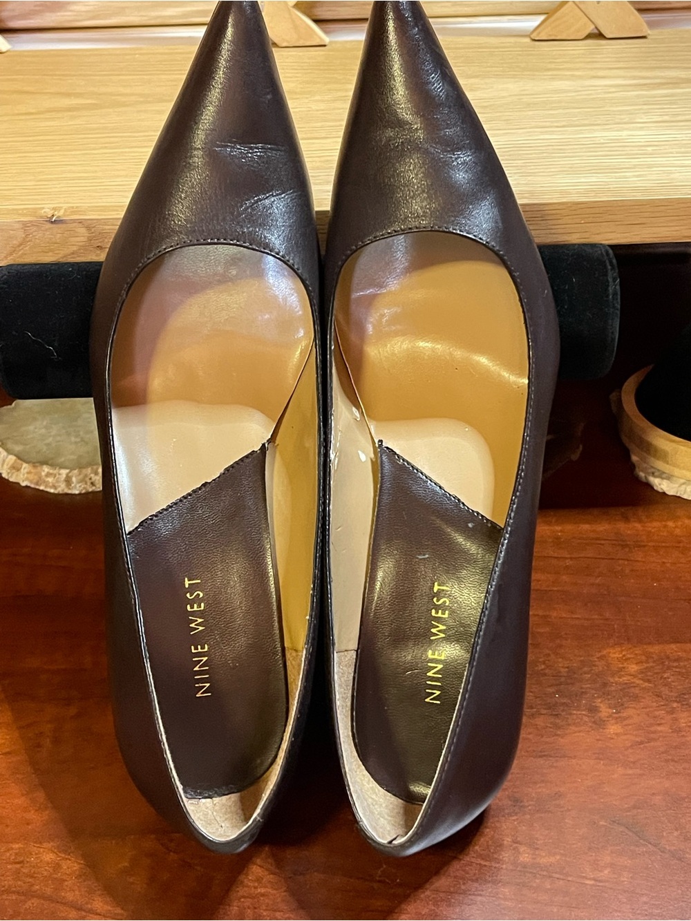 Nine West Dark Brown Leather Upper / d’Orsay- Inspired Cut-Sz 7.5 -2.5” Heel